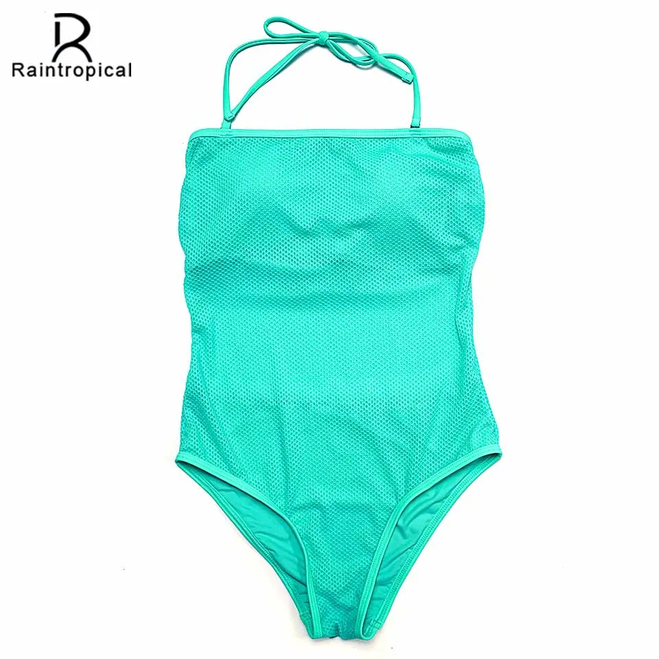 Raintropical 2018 One Piece Swimsuit Plus Size Swimwear Women Summer Beach Wear Halter Push Up Bathing Suit Swim Print | Спорт и