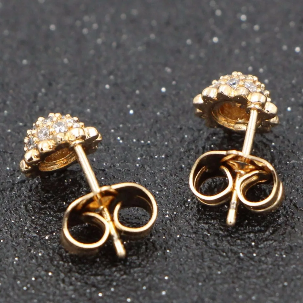 Женские круглые серьги гвоздики HeeZen свадебные с кристаллами из чистого циркония