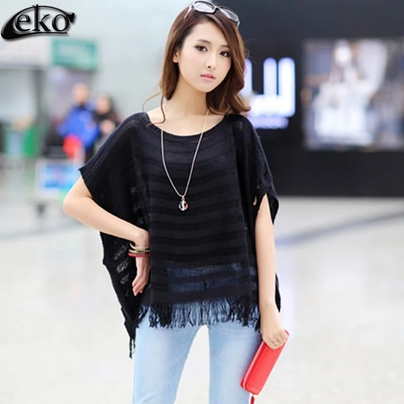 Женская трикотажная блузка с асимметричным подолом Повседневная Свободная