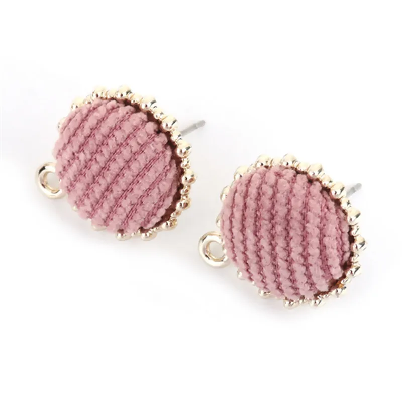 DoreenBeads сплав цинка серьги-гвоздики Круглые золотые розовые полосатые бархатные