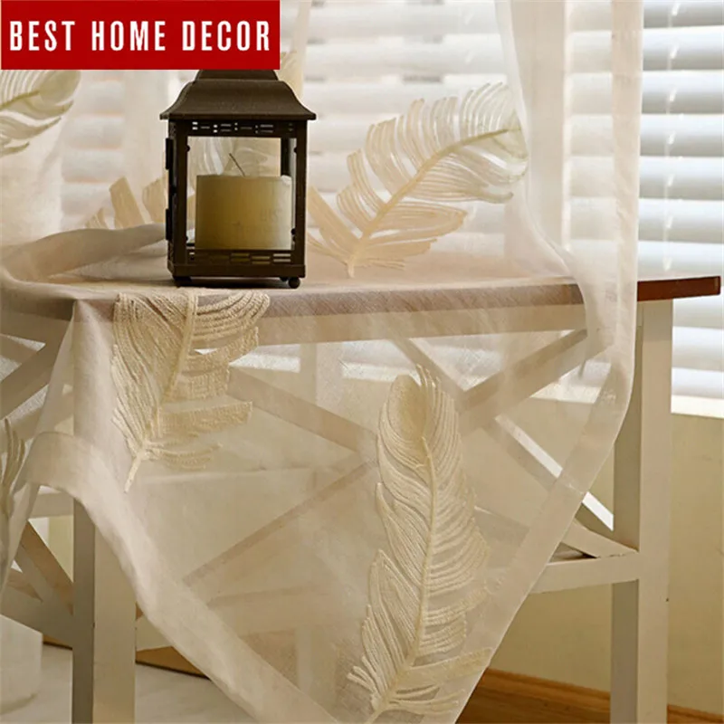 BHD минимализм вышитые тюлевые отвесные занавески для окна гостиной спальни