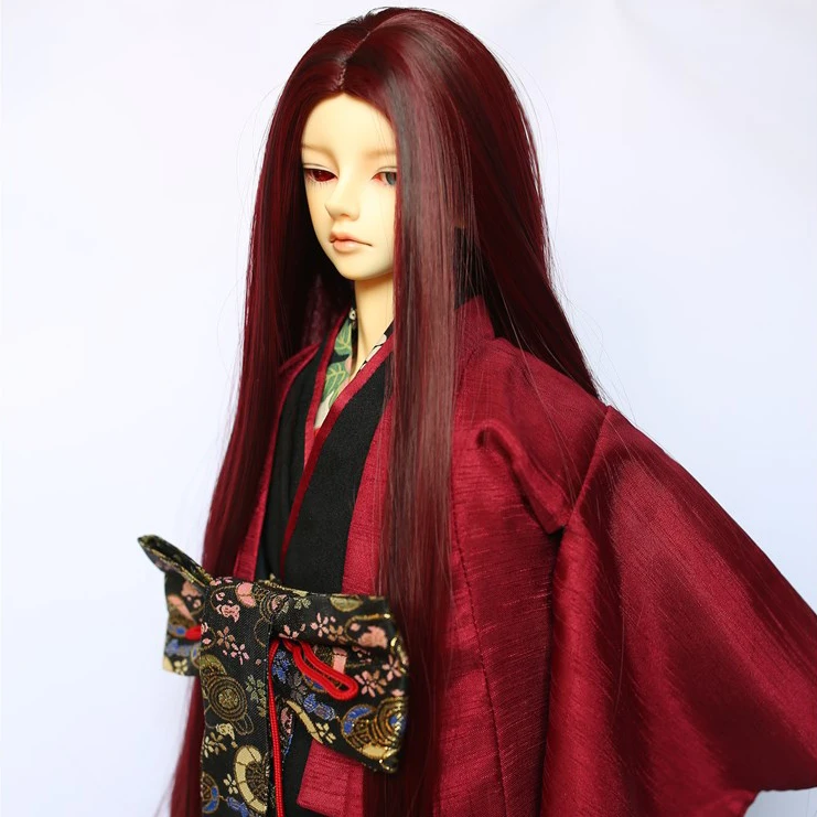 

1/3 Bjd SD кукла парик длинные прямые волосы винно-красный черный костюм длинные волосы дяди Размер