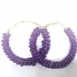 dark purple WLP женские модные серьги Винтажные серьги в богемном стиле брендовые ювелирные изделия геометрический сплав покрытие простые серьги-кольца для женщин - Окраска металла: dark purple