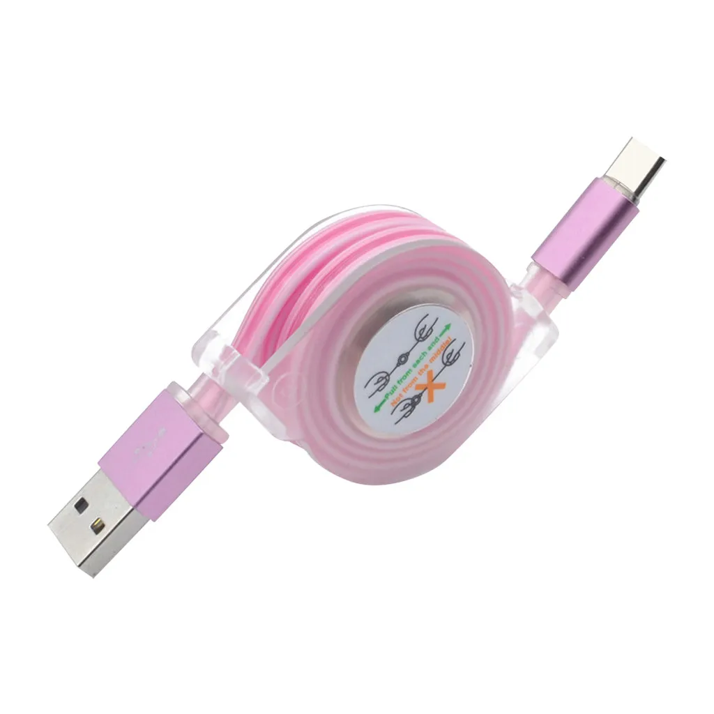 BEHATRD Быстрая зарядка светодиодный USB C type-C зарядное устройство Дата кабель зарядный провод для Samsung Galaxy S10 S9 XiaoMi huawei# y4 - Цвет: Розовый