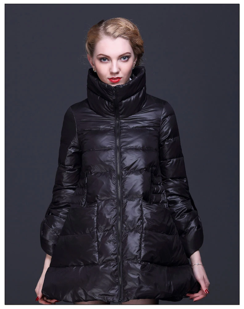 Женский пуховик с юбкой Зимняя Толстая Свободная куртка на белом утином пуху