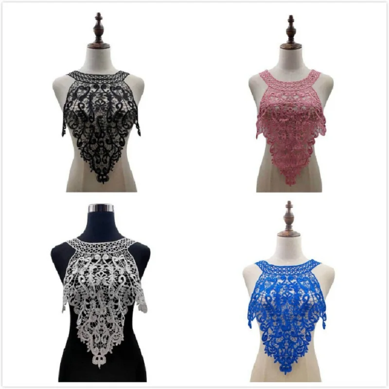 1 шт. Цветочная вышивка цветочное кружево шейный воротник аппликация краями