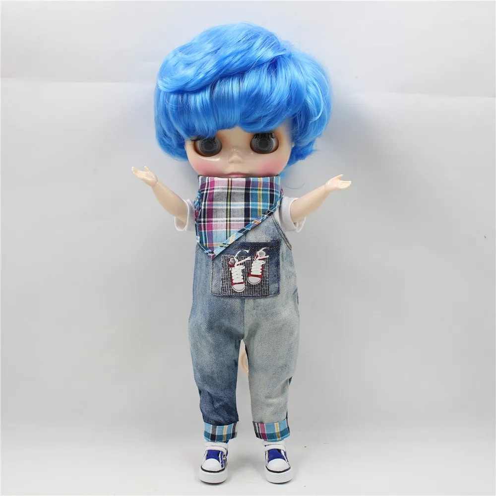 Ледяной DBS Blyth кукла 1/6 30 см синий короткий волос Блестящий лицо Жир Тела