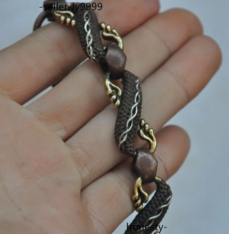 

wedding decoration Chinese bronze Dragon Loong statue Bracelet bangle wristlet circlet wristband