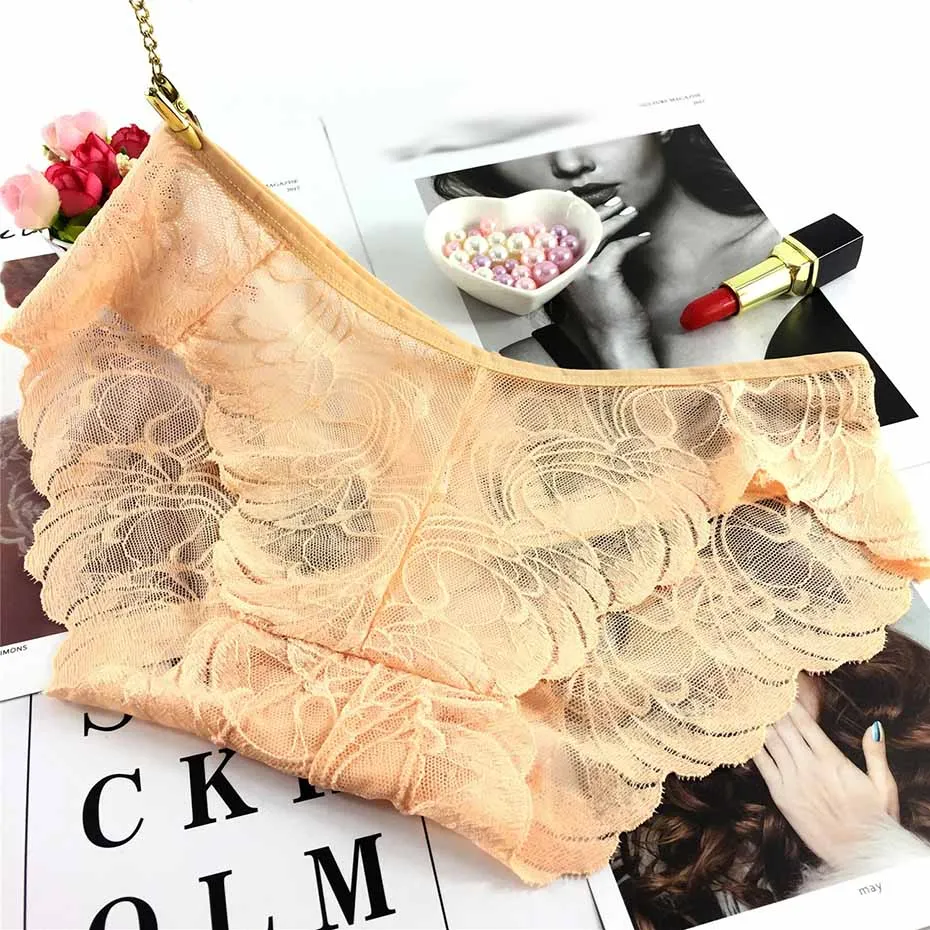 Новинка Porno женские, сексуальные, прозрачные кружевные трусики пикантные нижнее белье с низкой талией Бесшовные женские трусы дышащие пикантные трусы - Цвет: khaki