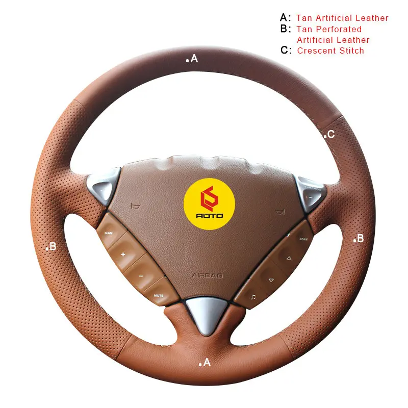 Artificial Leather Ручной швейный чехол рулевого колеса автомобиля для Porsche Cayenne 2007-2010 Авто оплетка на руль крышка аксессуары для интерьера - Название цвета: Artificial Leather