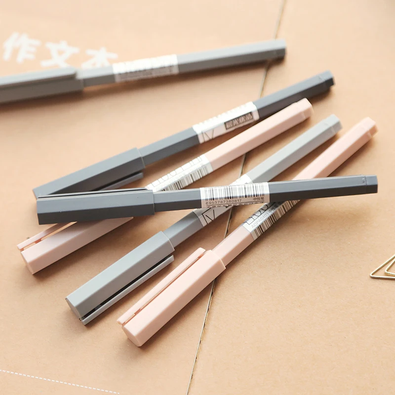 

12PCS M&G Simple Solid Hexagonal Rod Gel Pen Black Signing Pen Students Pen 0.5mm