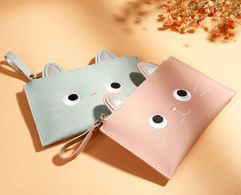 Кошелек для монет женский Кот цветочный кошелек сумка на молнии мешочек для ключей маленький мини-чехол для хранения мешочек для денег подарок