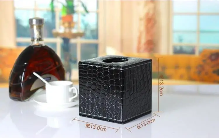Модная квадратная деревянная структура под крокодиловую кожу черная коробка для