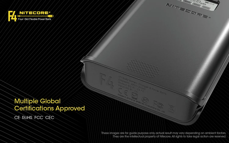 NITECORE F4 Flex Bank 2 в 1 USB зарядное устройство для путешествий+ 4x NL1834 3400 мАч 18650 аккумуляторы+ кабель для зарядного устройства