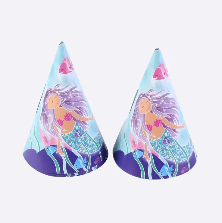 hat 6pcs 1 шт. 108*180 см вечерние одноразовые пластиковые скатерти с рисунком русалки для свадьбы, дня рождения, вечеринки, скатерти прямоугольной формы - Цвет: hat 6pcs