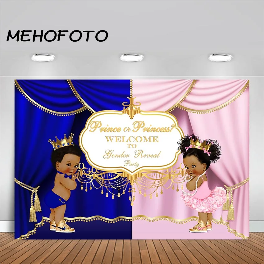 

Royal Gender Reveal Party Backdrop Prince Or Princess Baby Shower Pink Or Blue Party Banner Photography Background