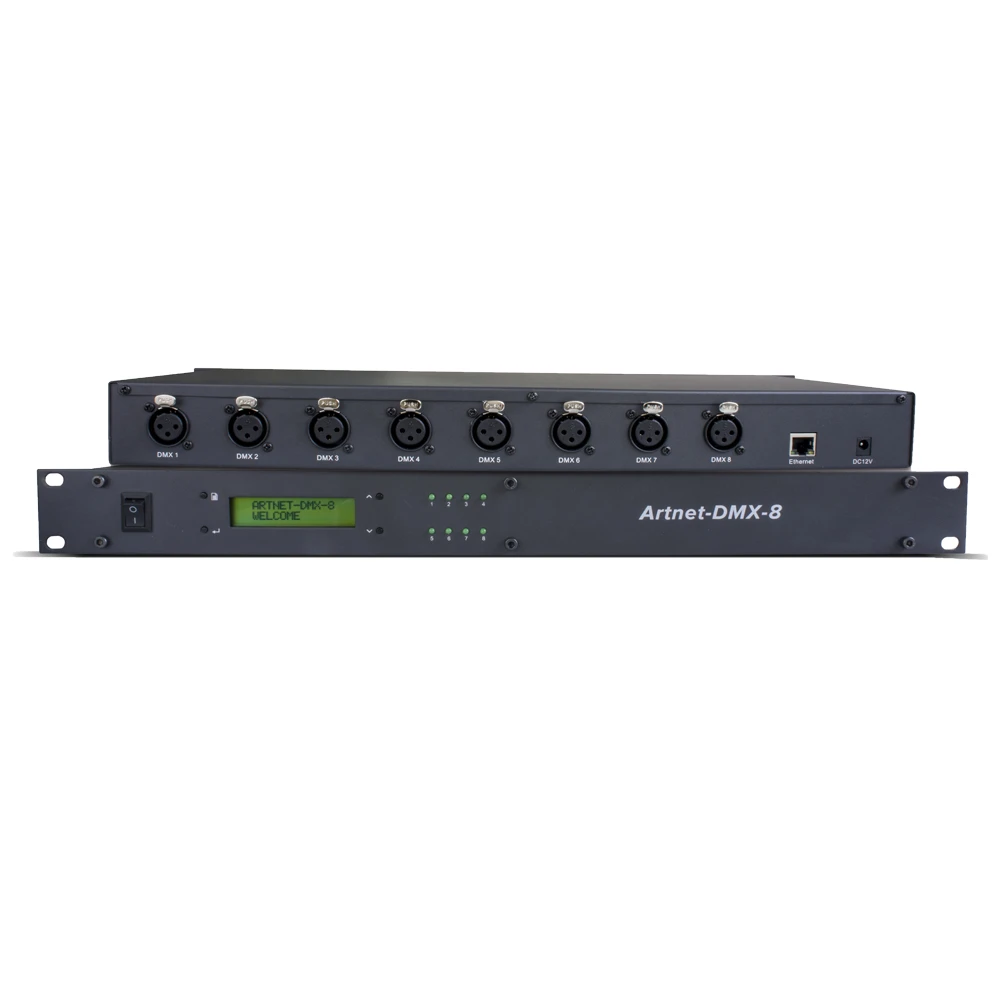 Быстрая Artnet-DMX-8 ArtNet конвертер DMX контроллер DC5-24V 512 канала* 8 портов Выход работает с MADRIX для светодиодный лампы