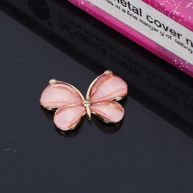 Pink Engood 2018New 10 шт Бабочка сплав кнопки для DIY чехол мобильного телефона или аксессуары для волос ZJ197 - Цвет: Pink