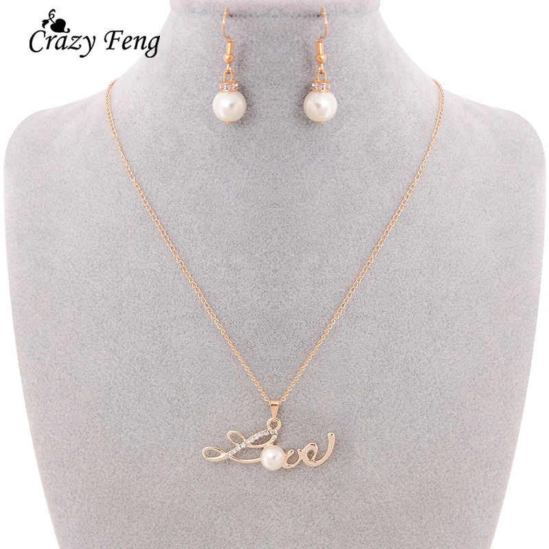 Женский ювелирный комплект из колье и серёг с искусственным жемчугом | Украшения