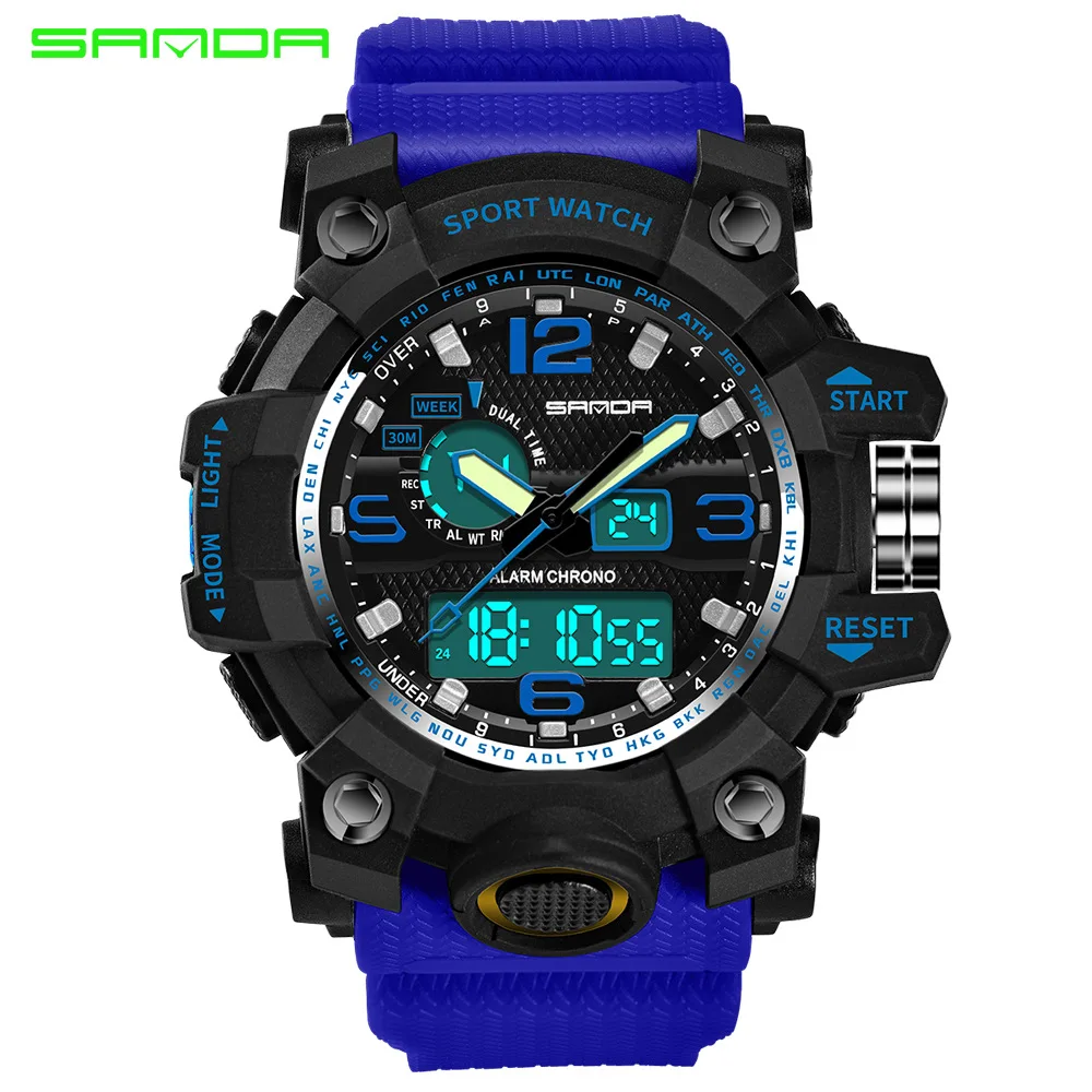 Men Sports Outdoor Waterproof Date Multi Function LED Digital Alarm Rubber Army Wristwatch Clock Casual Luminous Stopwatch | Электроника