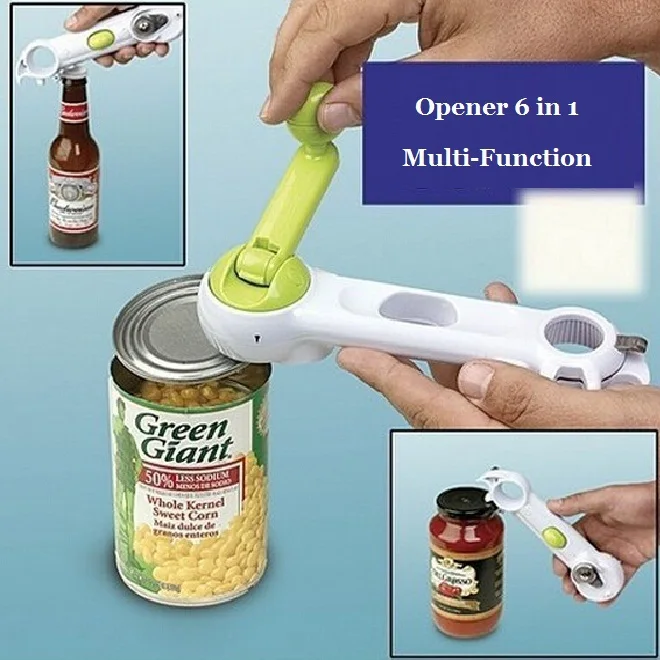 Essential New 2015 New Multi-Function Bottle+Can+Jar Opener 6 in 1 Kitchen Tool cooking tools Beer Wine Soda Tab ss1020