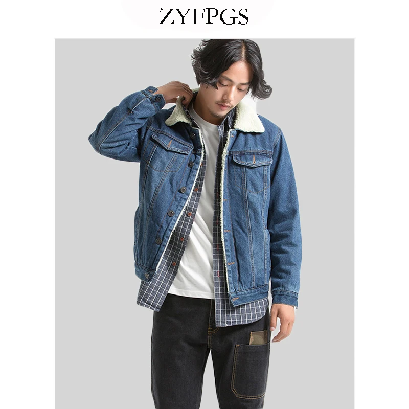 ZYFPGS 2018/ss куртки зимние мужские теплые джинсовые повседневные Модные осенние