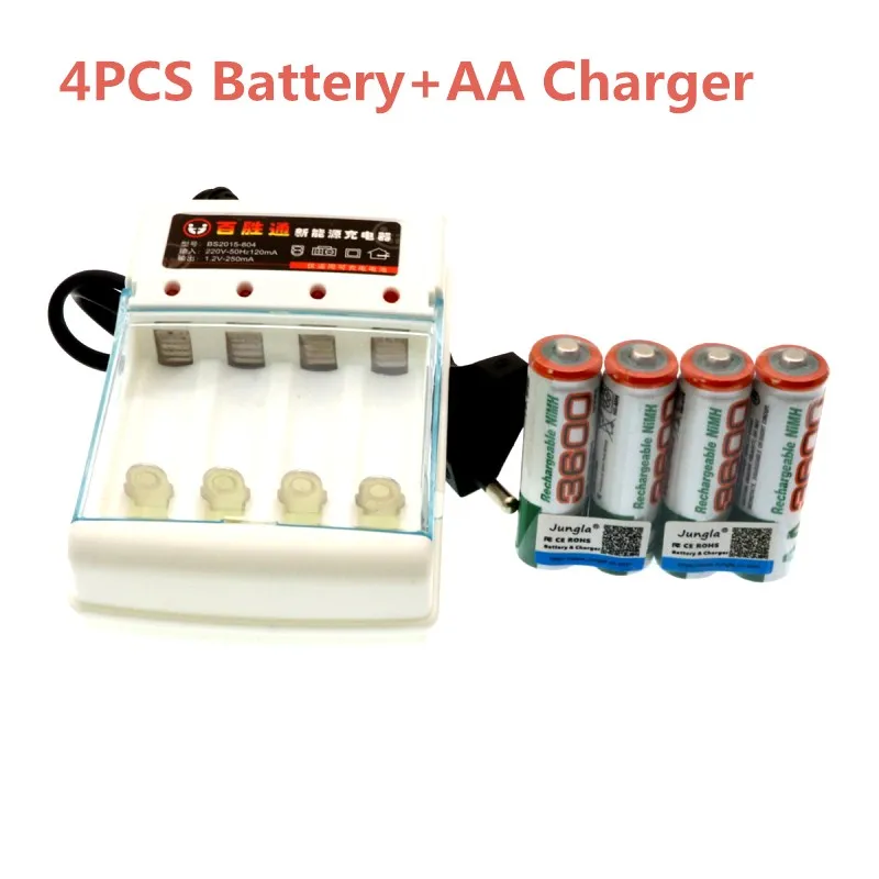 Новинка 1,2 V AA 3600mAh NI MH предварительно заряженные аккумуляторы NI-MH аккумуляторная батарея AA3600 для игрушек камера микрофон+ AA зарядное устройство - Цвет: Золотой