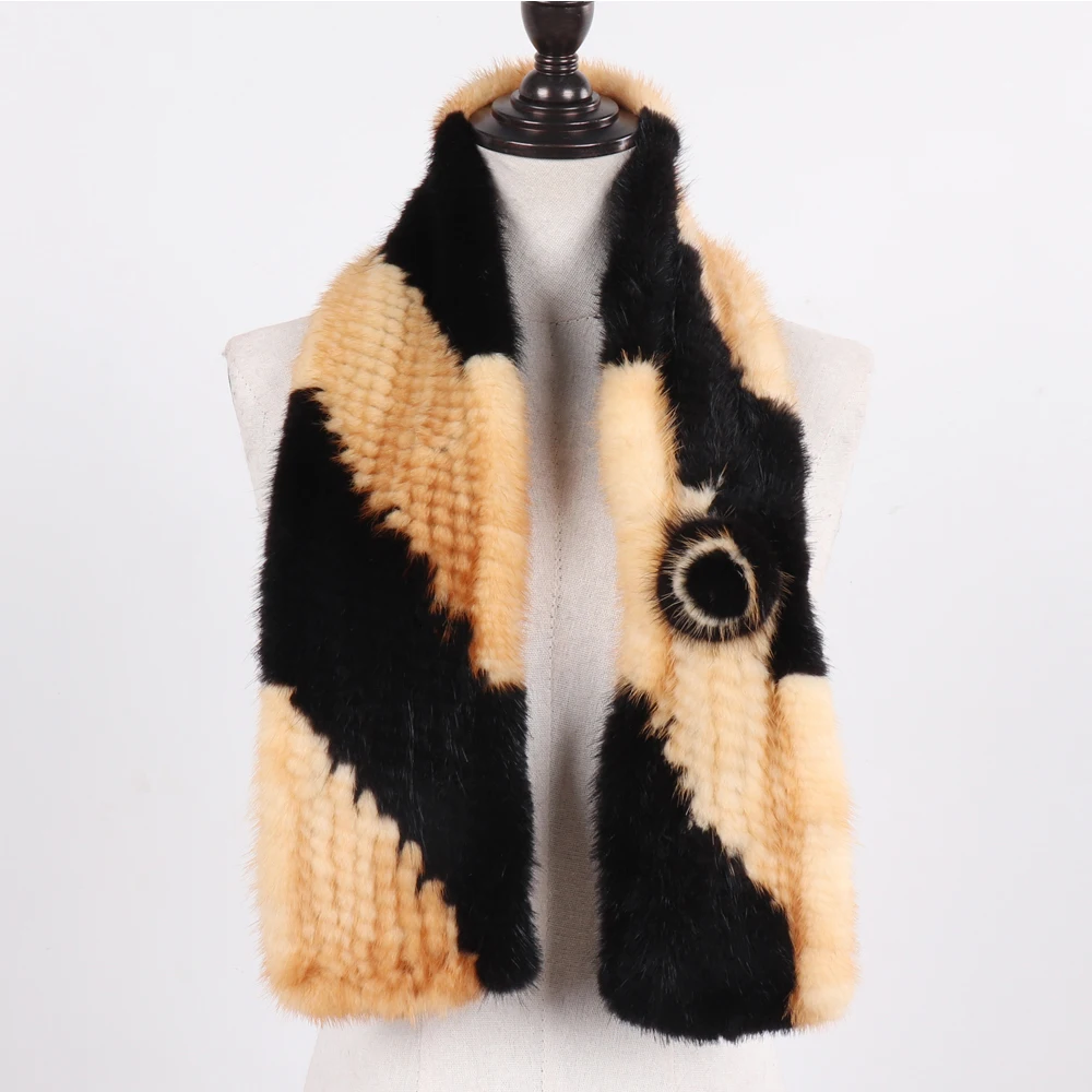 Лидер продаж женский шарф из 100% натурального меха норки натуральный теплый