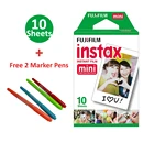 Fujifilm Instax Mini Film 10 шт. белая фотобумага + 2 бесплатных маркера для рисования для мгновенного Mini 11 7s 9 8 Plus 70 25 90 SP-12
