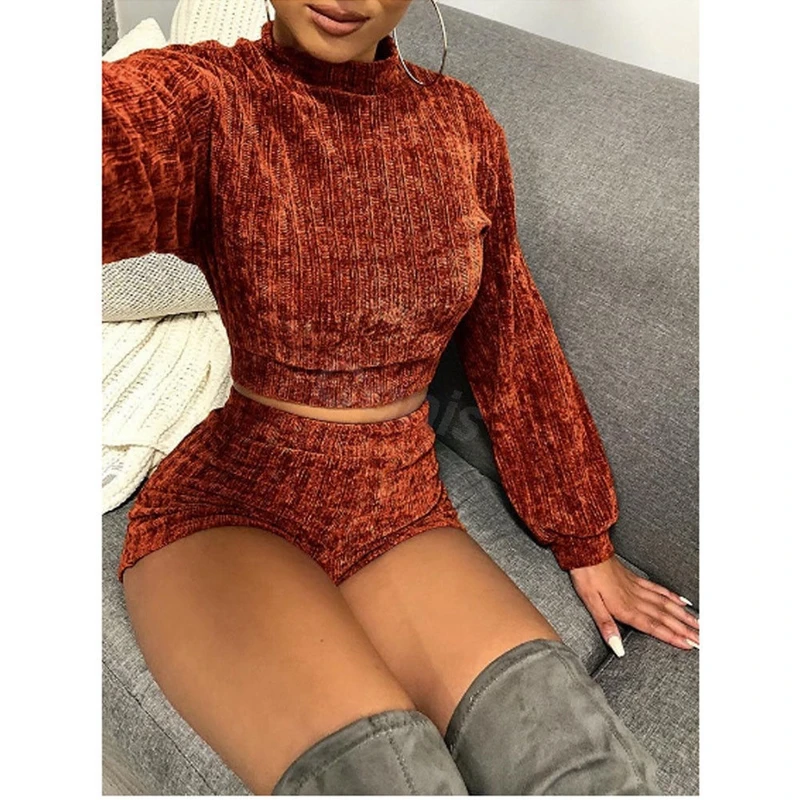 Hirigin комплект из двух предметов стильный женский бархатный укороченный топ с