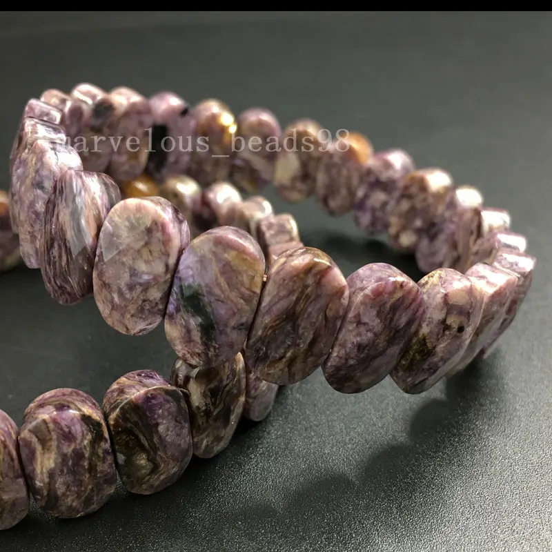 Charoite G8461 Красивые ювелирные изделия Сердолик лазурит жаспе Родонит Сердолик Кристалл Эластичный браслет из бисера браслет 71/" PWB630 - Окраска металла: Charoite G8461