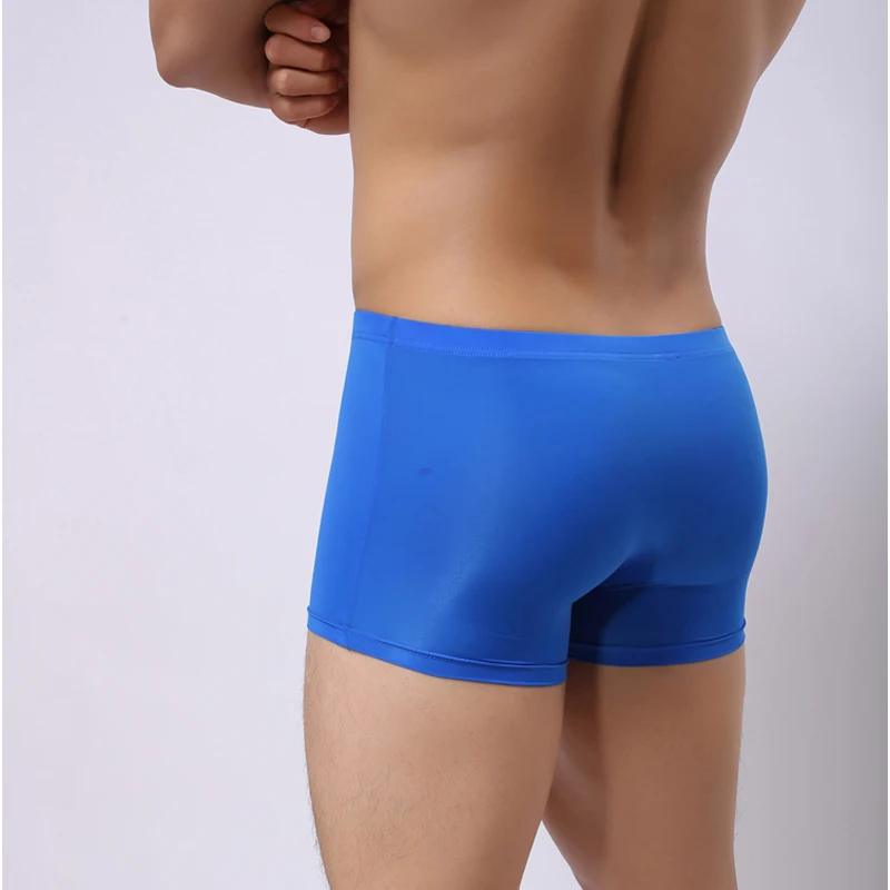 Мужские боксеры сексуальный прозрачный ледяной шелк Слип гей тонкое Мужское