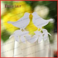 60pcs new design wedding decoration place cards luxurious customized love bird shaped laser cut glass paper cards party favors