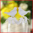 60 шт Новый Дизайн Свадебные украшения карты, роскошные индивидуальные любовь птица в форме лазерной резки стеклянные бумажные карты для вечеринок