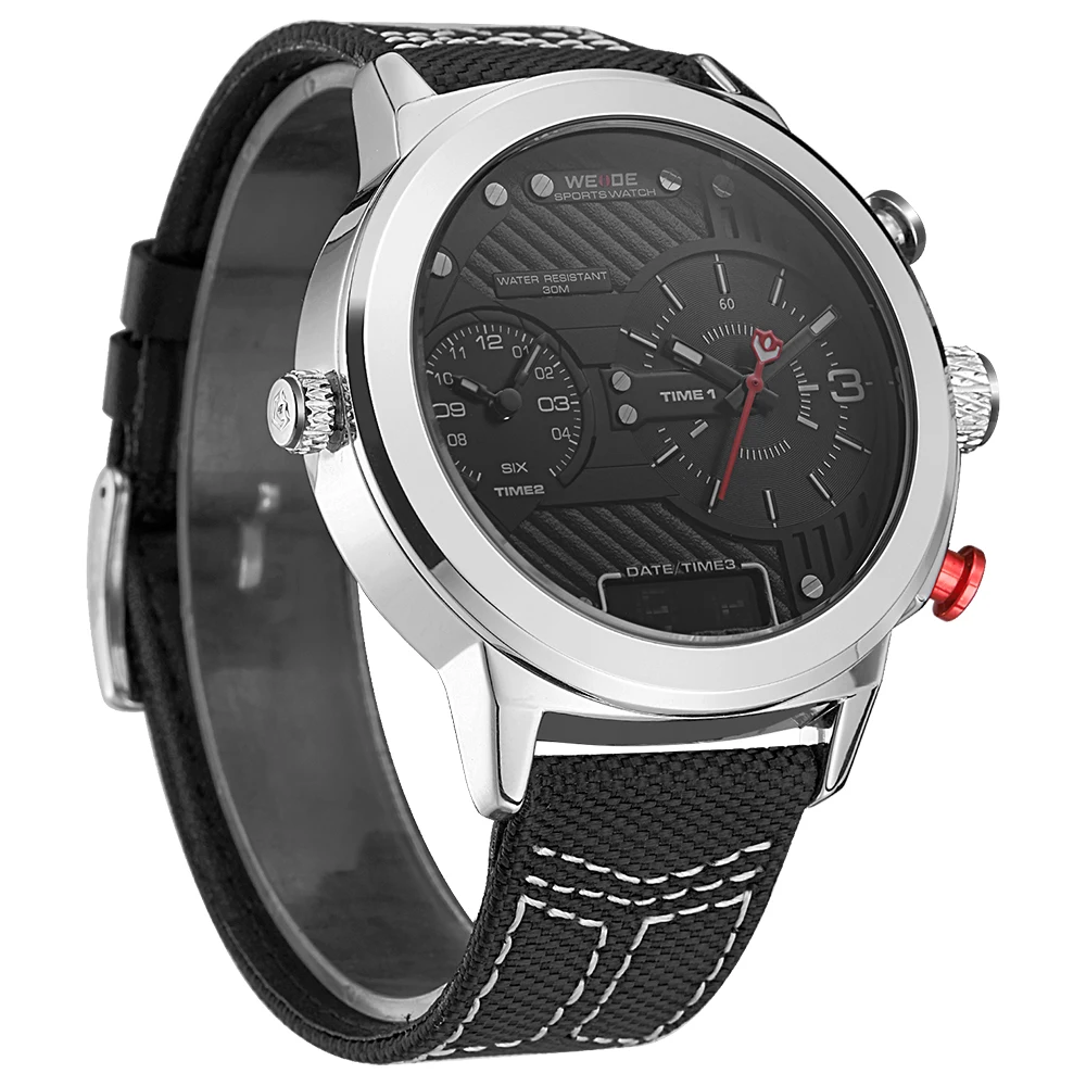 WEIDE повседневные Оригинальные нейлоновые двойные часовые зоны круглые большие