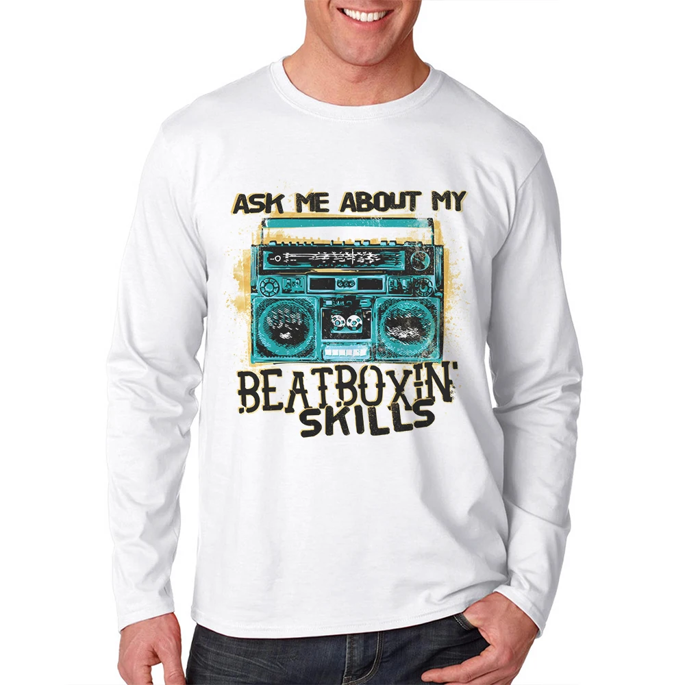 

2019 Newest Tshirts Men Cotton T-Shirt Radio Printing T Shirt Long Sleeve Basic Tee Shirts Mens Cool Tops Playeras De Hombre