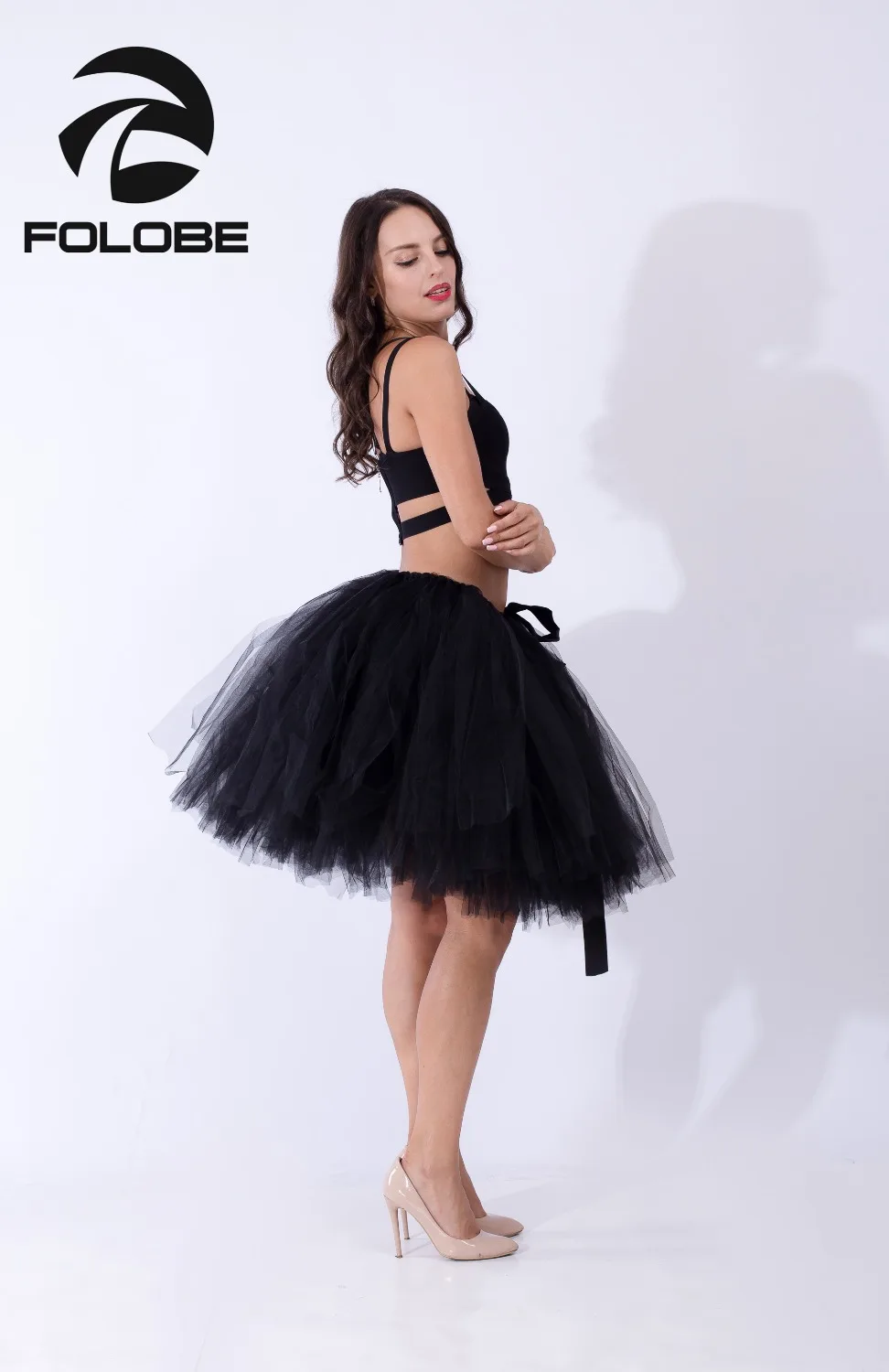 FOLOBE/черные юбки пачки ручной работы из тюля средней длины Женские Бальные