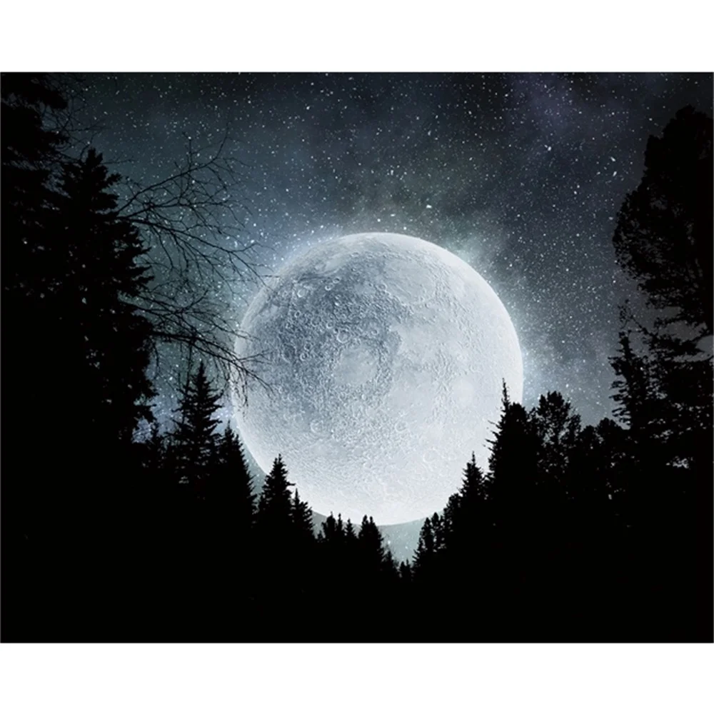 

Laeacco Canvas Calligraphy Painting Posters and Prints Tree Moon Night Wall Artwork Home Bedroom Decoration Pictures