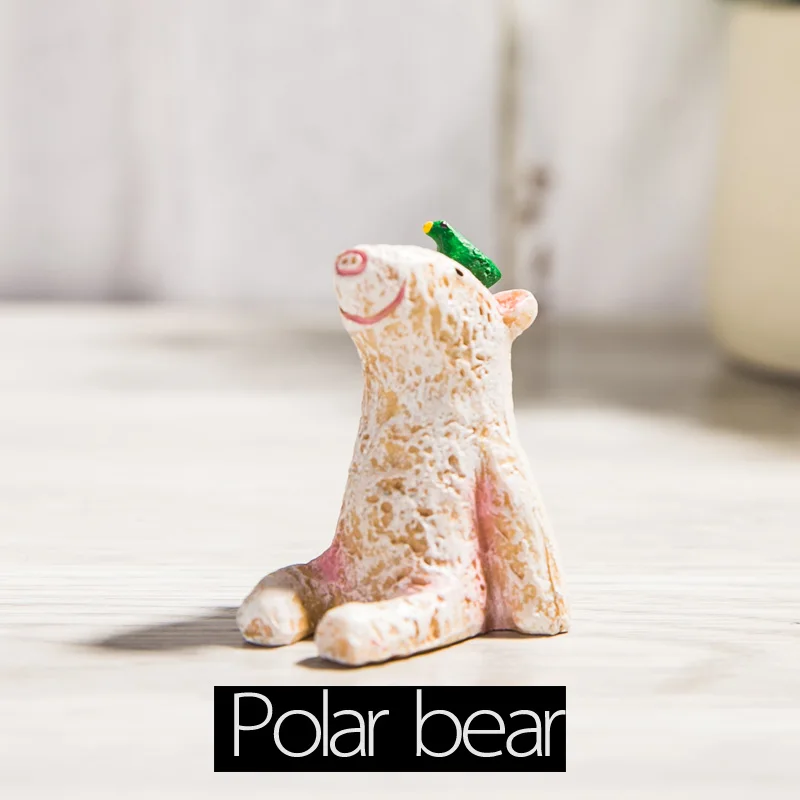 10.Polar bear Милые миниатюрные животные садовые полимерные животный мир, растение горшок украшения популярные вечерние украшения для дома аксессуары фигурки домашний декор - Цвет: 10.Polar bear