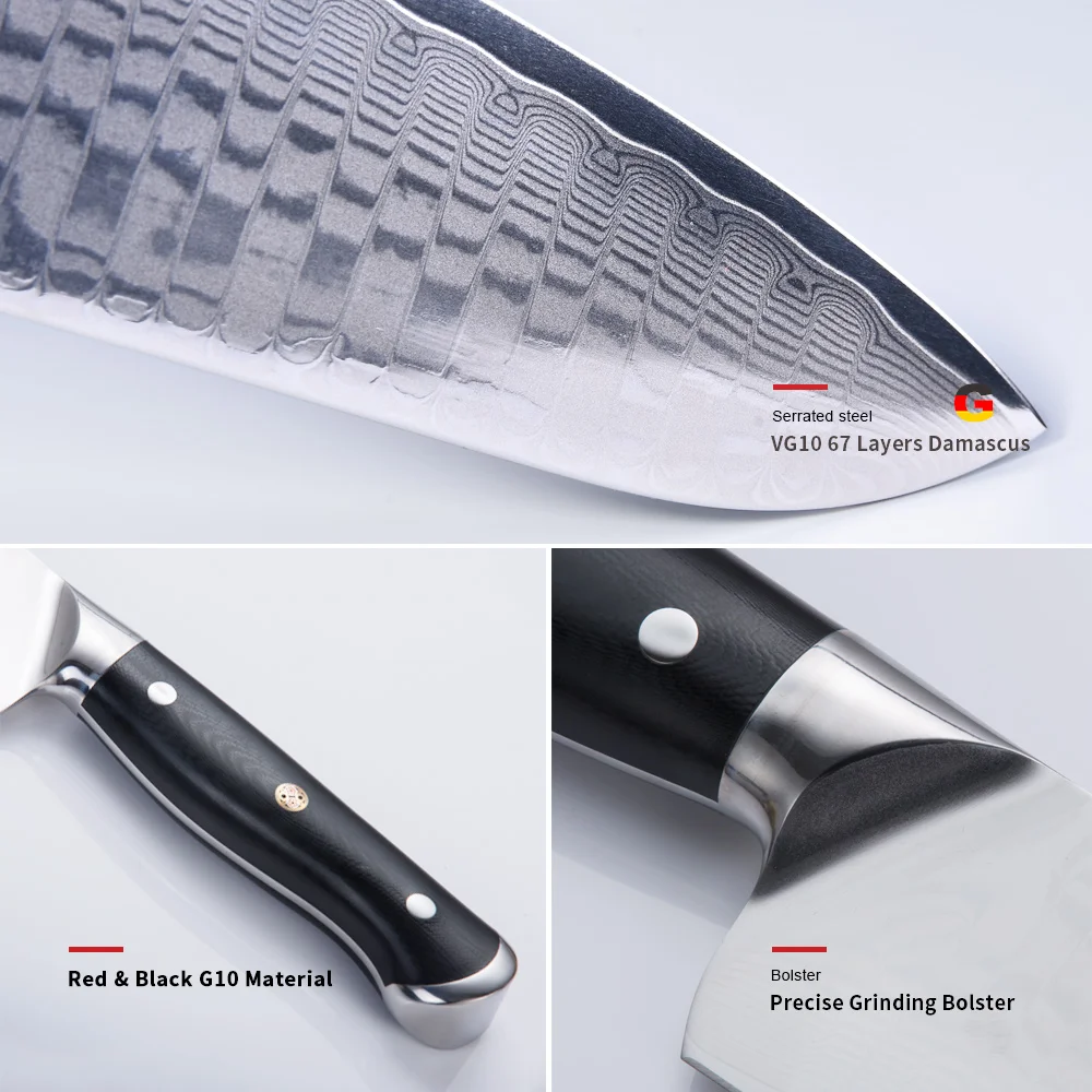 Wallop нож сантоку из дамасской стали японские кухонные ножи VG10 7 5 дюймов резак