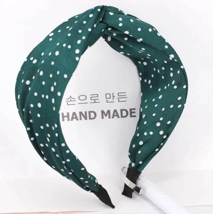 Винтажный головной убор Hairband Corss Knot женские аксессуары для волос высококачественные широкие боковые обручи для волос головная повязка для взрослых - Цвет: green hairband