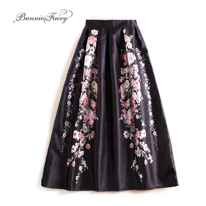 Винтажная черная Макси юбка с цветочным принтом 2020 см|black maxi skirt|designer skirtsmaxi skirt |