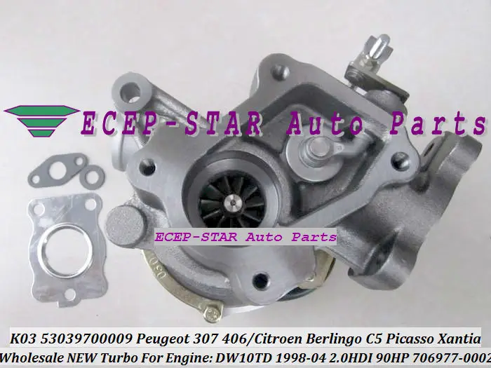 Turbo K03 53039700009 53039880009 706977 VVP1 для PEUGEOT 206 307 406 Citroen Berlingo C5 Picasso Xantia DW10TD RHY 2.0L HDI |