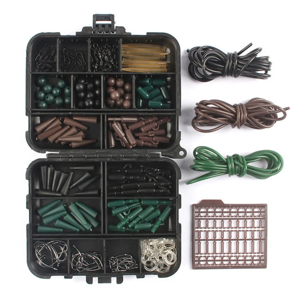 

Mounchain 187pcs Carp Fishing Tackle Set/Kit Safety Clips Swivels Carp Outdoor Fishing Hooks Accessories Tackle Box Swinger