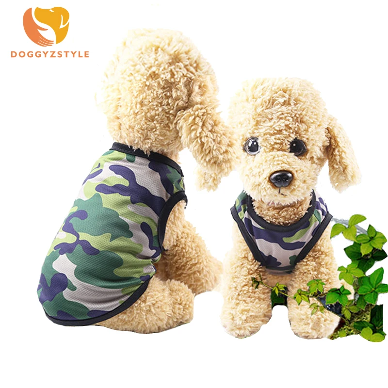 DOGGYZSTYLE Pet Камуфляжный жилет Лето охлаждения Футболка Тедди Чихуахуа Костюмы