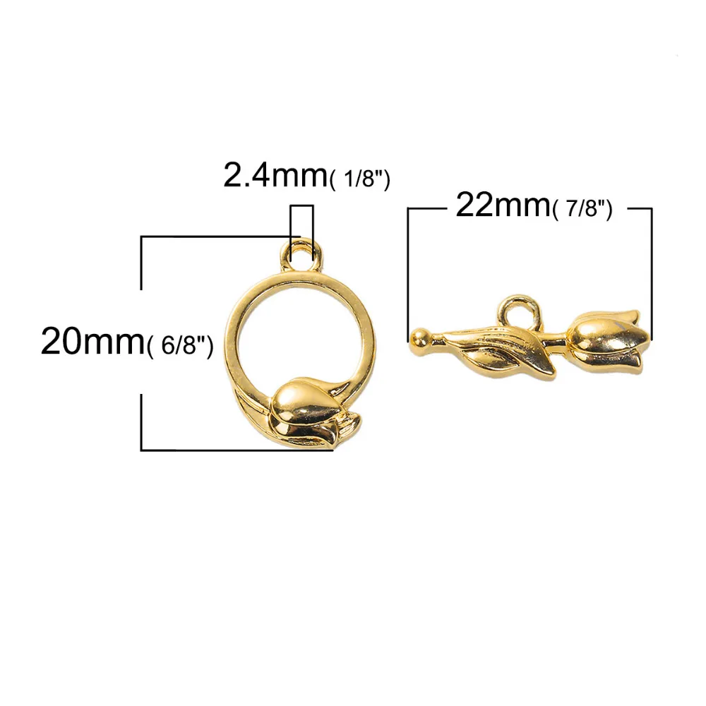 DoreenBeads цинковый сплав Серебряный цвет золотой переключатель цветок 22 мм x 8 20 (6/8