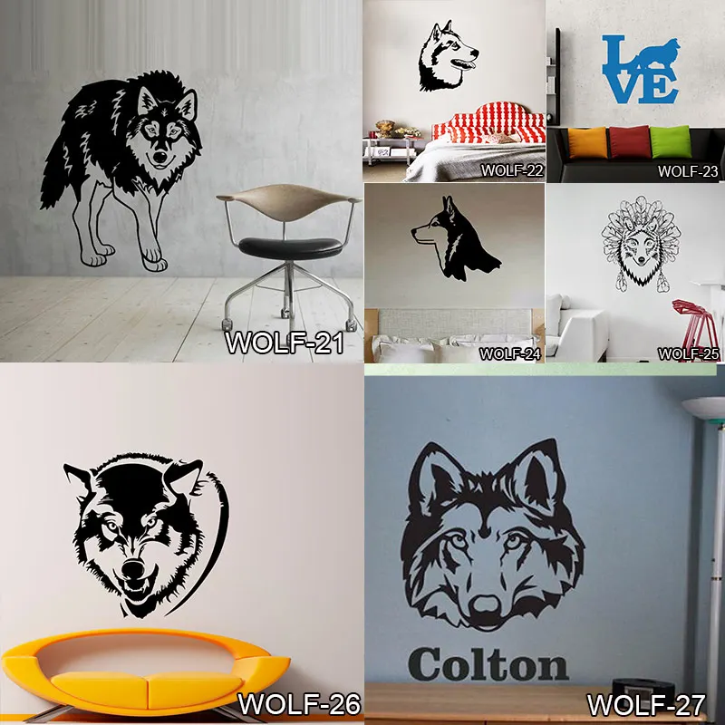 Воющий волк собака наклейка на стену Настенная роспись искусство Декор для