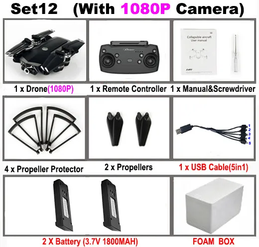 Set12 JDRC JD-20S JD20S WiFi FPV RC Дрон с широкоугольным 2MP HD камерой Профессиональный вертолет складной Дрон RC Квадрокоптер игрушки RTF - Цвет: Set12