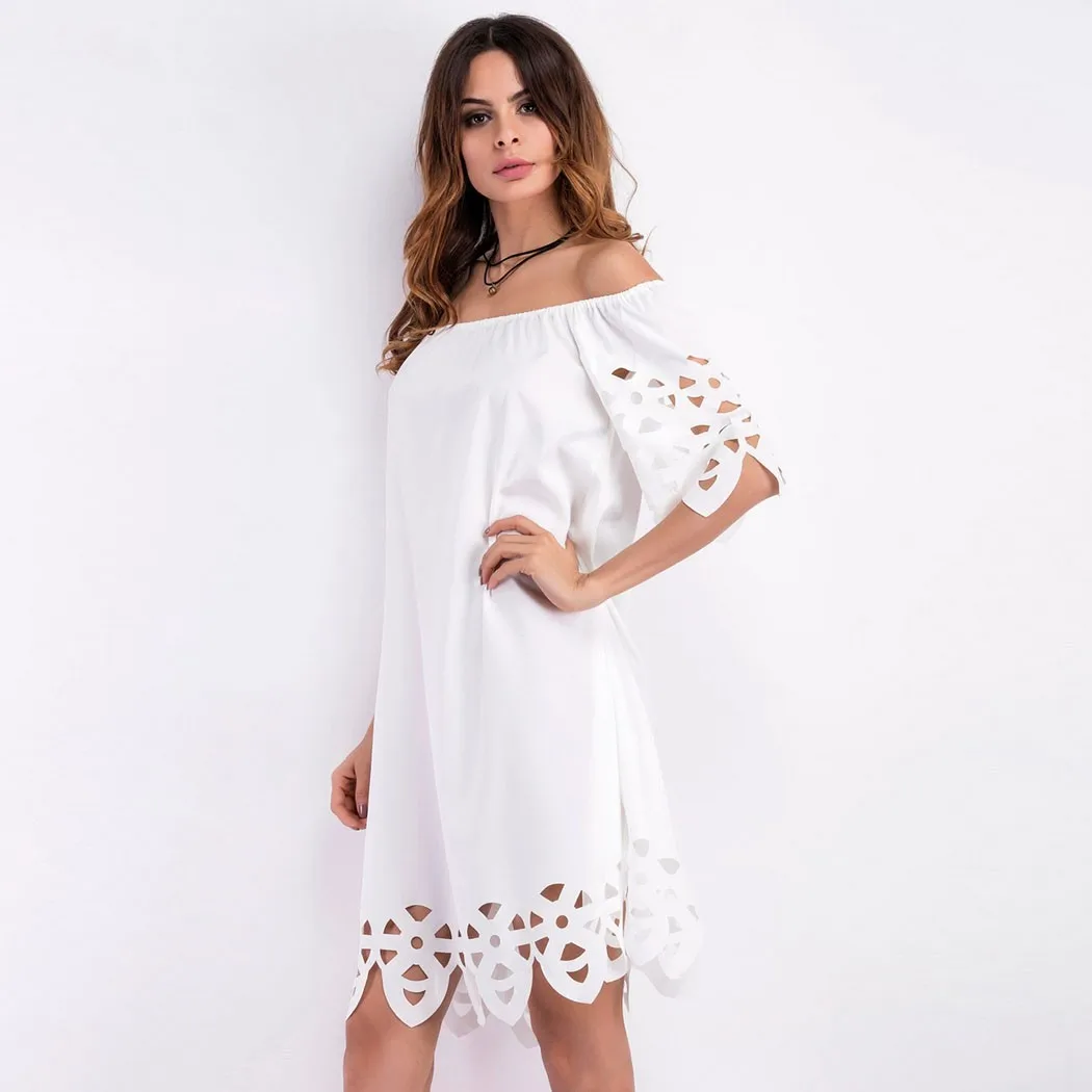 Женщины Лето Dress 2017 Сексуальная С Плеча Бальные Платья Коротким Рукавом