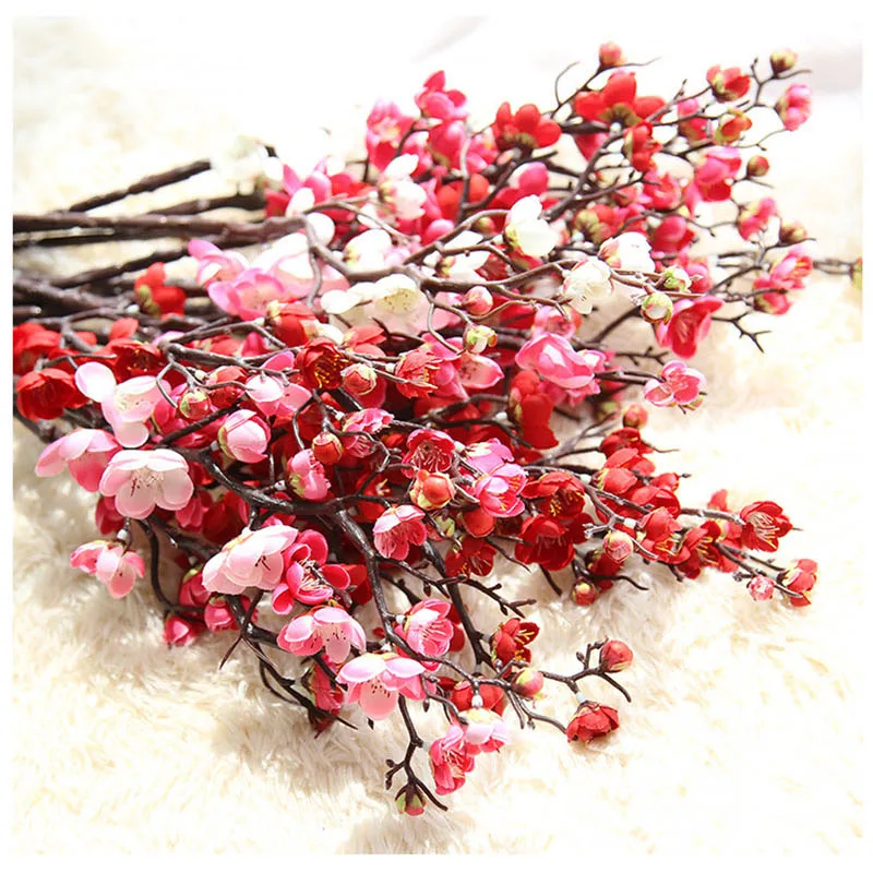 Горячие шелка сливы цветок Искусственные цветы 3 цвета для Новогодние декор дома
